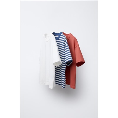 THREE-PACK OF PLAIN AND STRIPED T-SHIRTS