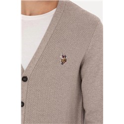 Erkek Vizon Melanj Basic Triko Hırka