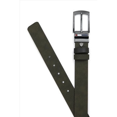 Erkek Çift Taraflı Haki Kemer