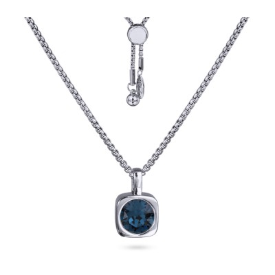 Кулон Теннис (кристаллы SW темно-синие 8мм; покрытие родий) 70см