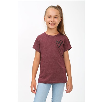 Детская футболка Сердечко бордо арт. ФУ/сердечко-бордо НАТАЛИ #876153