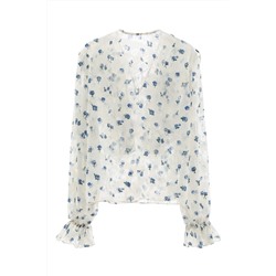 Blusa de flores Crudo y azul