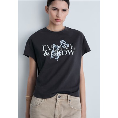 Camiseta algodón mensaje estampado