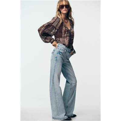 BEADED BLOUSE WITH METALLIC THREAD PRINT