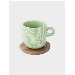 Набор чашек, 2 шт, 0.25 л, сиреневый, зелёный, на подставке, акация,  Радуга