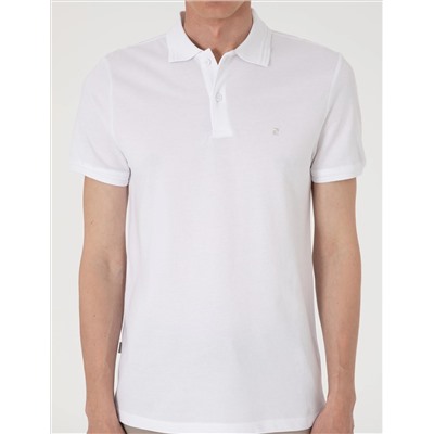 Beyaz Slim Fit %100 Pamuk Polo Yaka Basic Tişört