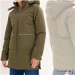 nachhaltige Damen Jacke voluminöse Stepp-Jacke mit abnehmbarer Kapuze 936961 Olivgrün
