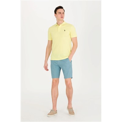Erkek Açık Sarı Basic Polo Yaka Tişört