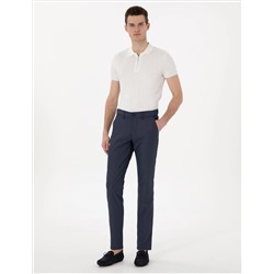 Lacivert Slim Fit Beli Lastikli Kanvas Pantolon
