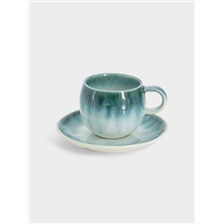 Чашка с блюдцем, 120 мл, голубая, Nuances