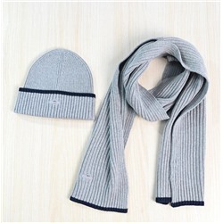 Мужской зимний теплый вязаный комплект из двух предметов: шапка и шарф из смеси хлопка и шерсти GAN*T