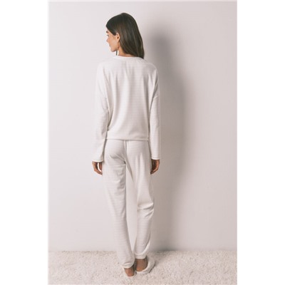 Pijama largo polar estampado rayas lurex