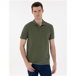 Haki Regular Fit %100 Pamuk Polo Yaka Basic Tişört