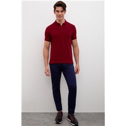 Erkek Plum Polo Yaka Basic T-Shirt