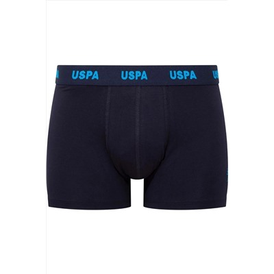 U.S. Polo Assn. U.S. Polo Assn. Erkek 3'lü Boxer Seti - Lacivert Mavi ve Baskılı Pamuklu İç Giyim