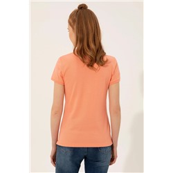 Kadın Somon Basic Polo Yaka Tişört