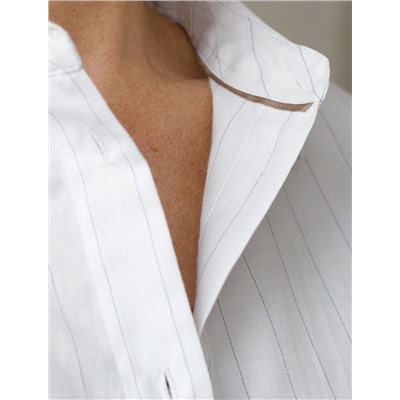 Блузка в полоску с цельнокроеным рукавом 3/4 из хлопка с добавлением льна