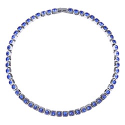 Колье Теннис (кристаллы SW сапфир 4мм; покрытие родий) 36-39см, Есть комплект