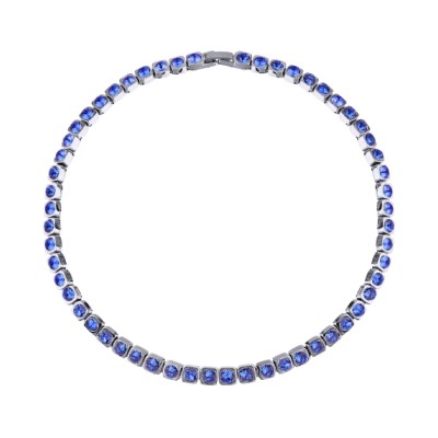 Колье Теннис (кристаллы SW сапфир 4мм; покрытие родий) 36-39см, Есть комплект