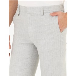 Gri Keten Karışımlı Jogger Kumaş Pantolon