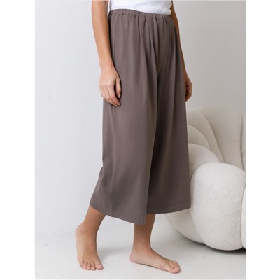 Укороченные широкие брюки кюлоты на резинке из 100% хлопка