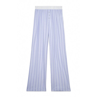 Pantalón largo 100% algodón estampado rayas azul