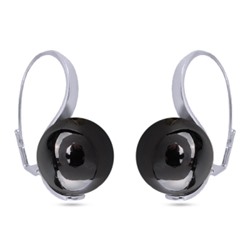 Серьги (Майорка 16мм черный металлик; покрытие родий), Есть комплект