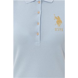 Kadın Açık Mavi Basic Polo Yaka Tişört