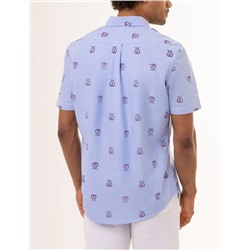 ALL OVER CREST PRINT OXFORD SHORT SLEEVE SHIRT