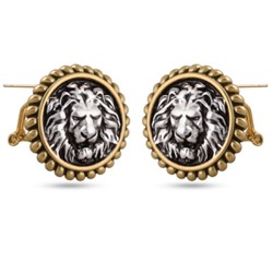 Серьги огненный лев (покрытие античное золото, античное серебро), Есть комплект