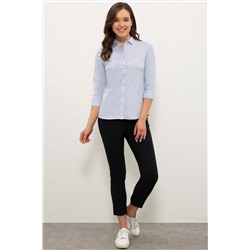 Kadın Açık Mavi Uzun Kollu Basic Gömlek