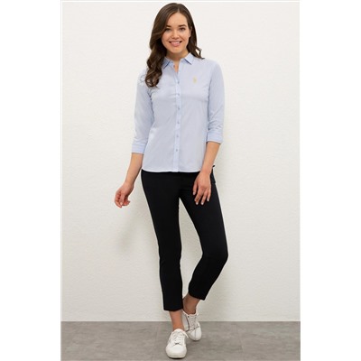 Kadın Açık Mavi Uzun Kollu Basic Gömlek