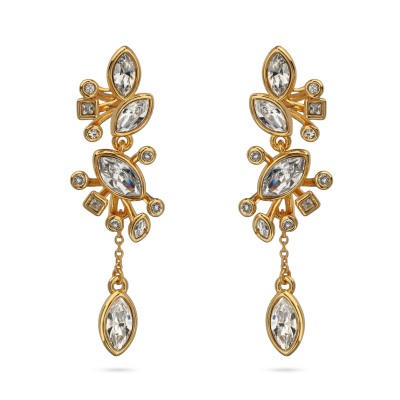 Серьги Эйва (кристаллы SW белые; покрытие золото), Есть комплект