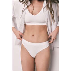 Tanga ancha canalé sin costuras blanca