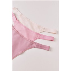 Pack 3 tangas tira algodón rosa logo
