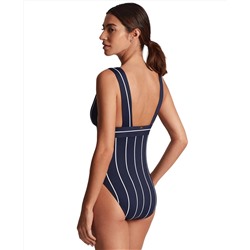 Lauren Ralph Lauren Women's Striped V-Neck One-Piece Swimsuit