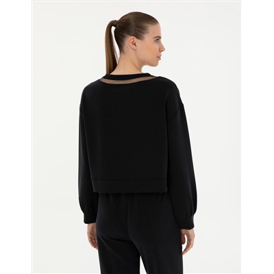Siyah Crop Top Sweatshirt