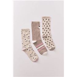 Pack 3 calcetines largos café marrón