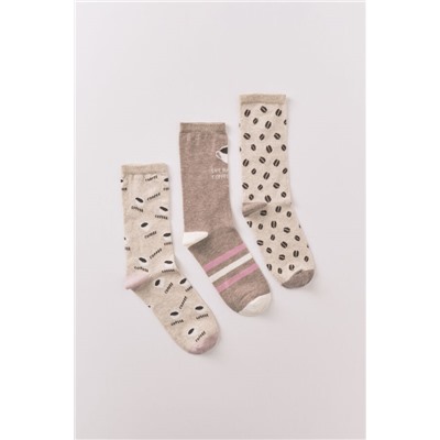 Pack 3 calcetines largos café marrón