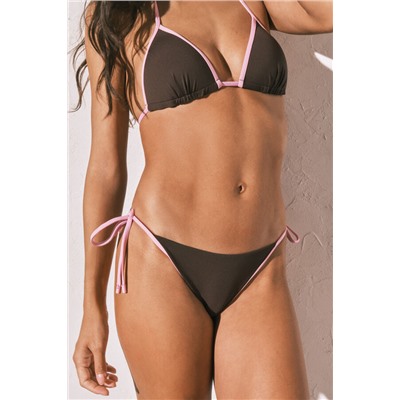 Braga bikini tiras contraste marrón