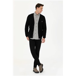 Erkek Siyah Basic Triko Hırka