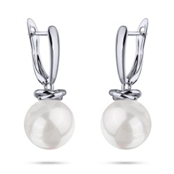 Серьги (Майорка 12мм белая; покрытие родий), Есть комплект