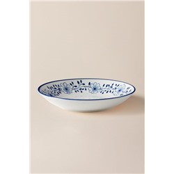 Reve Bleu Floral Yemek Tabağı - Mavi/Beyaz - 20 cm