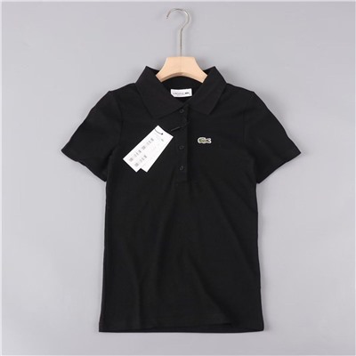 Однотонная хлопковая рубашка-поло с короткими рукавами 2 цвета ЛАКОСТ*Е