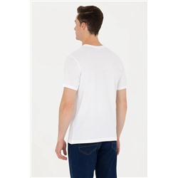 Erkek Beyaz Bisiklet Yaka Tişört