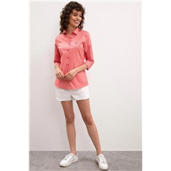 Kadın Kırmızı Uzun Kollu Basic Gömlek