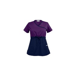 UA Best Buy Scrubs Color Block Empire Waist Mock Wrap Scrub Top