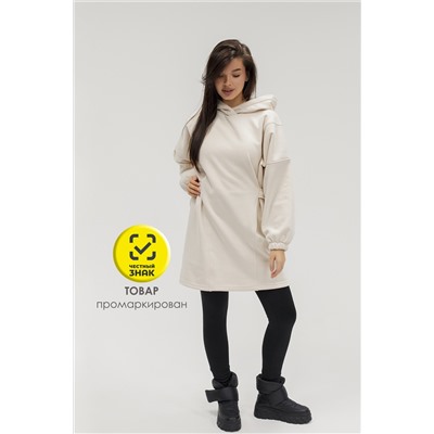 Туника женская теплая с капюшоном и хлястикамии