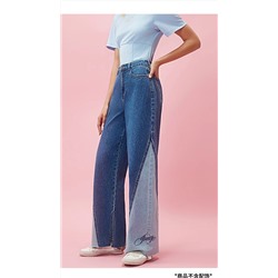 Широкие контрастные джинсы с разрезами и вышивкой  Juic*y Coutur*e. Аутлет-магазин