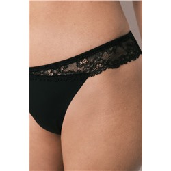 Tanga microfibra y encaje negra